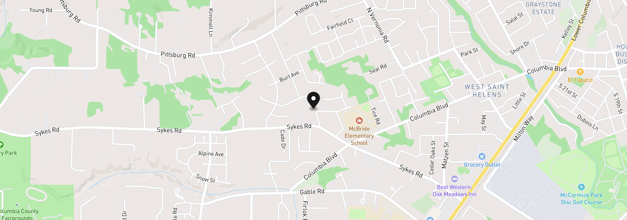 Map showing the location of 35205 Aubuchon Dr, St. Helens, OR 97051