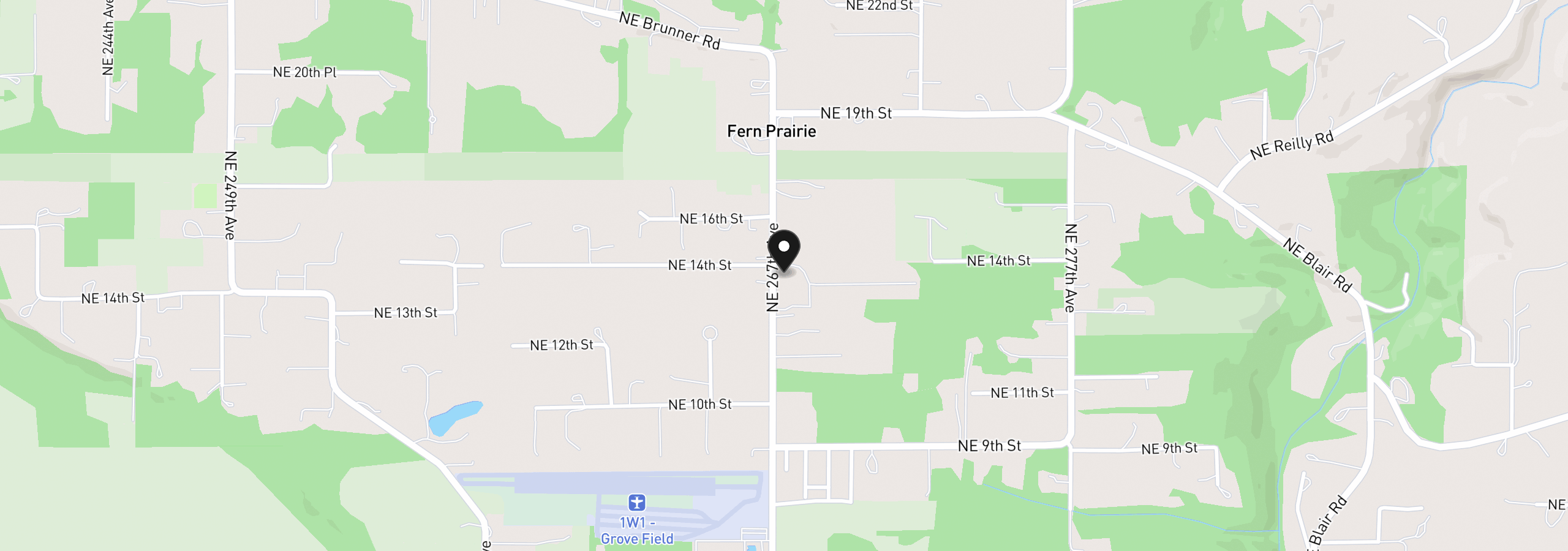 Map showing the location of 1401 NE 267th Ave, Camas, Wa 98607