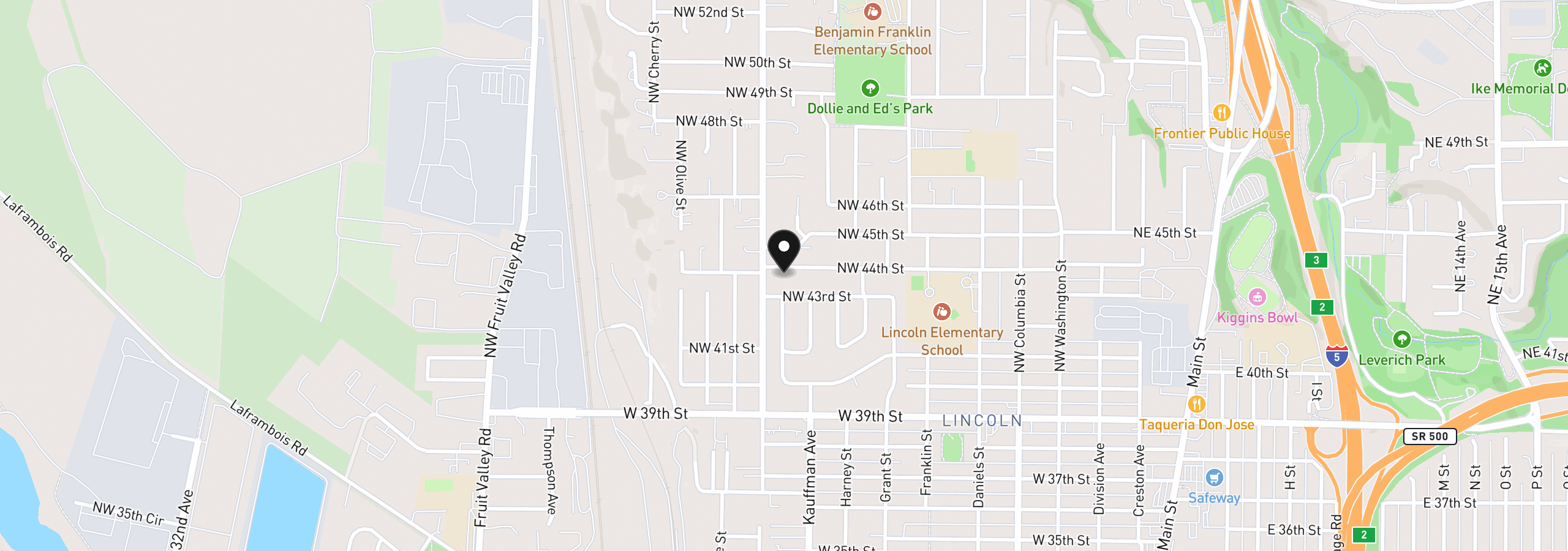Map showing the location of 1001 NW 44th St, Vancouver, Wa 98660