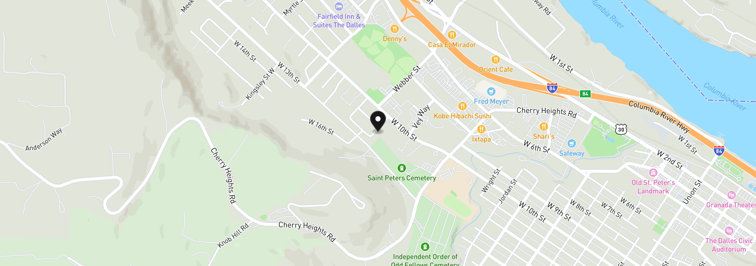 Map showing the location of 1206 Blakely Way, The Dalles, OR 97058