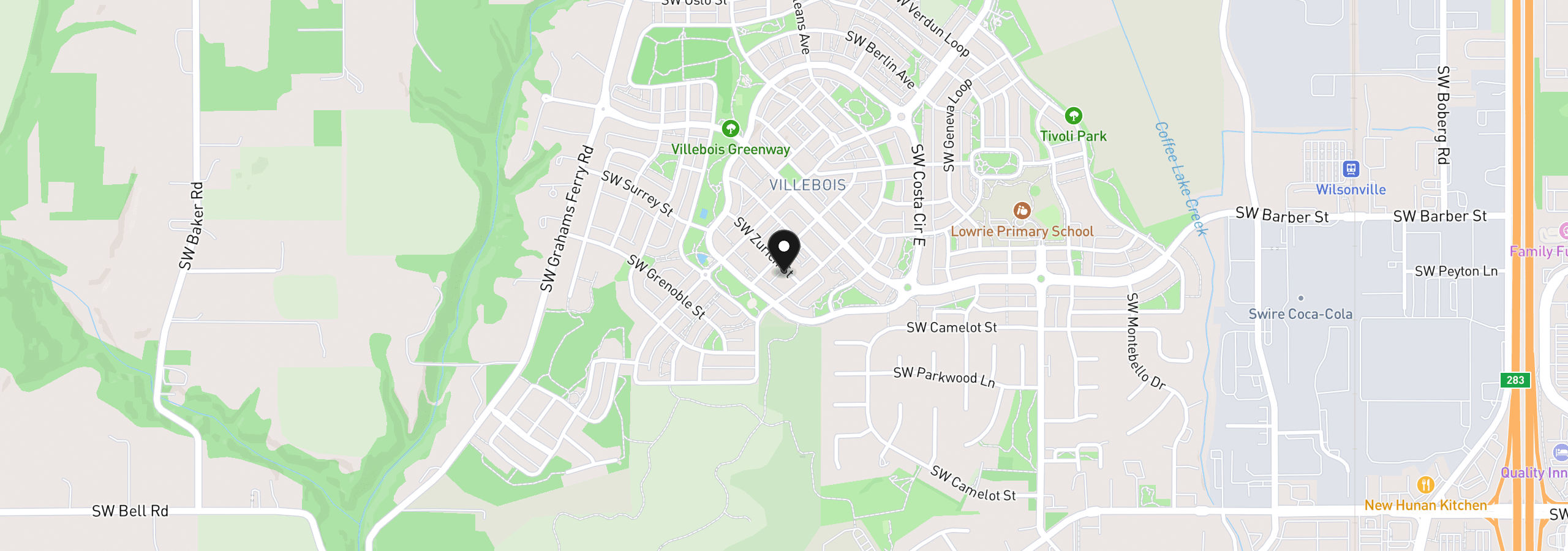 Map showing the location of 29241 SW Orleans Ave, Wilsonville, OR 97070