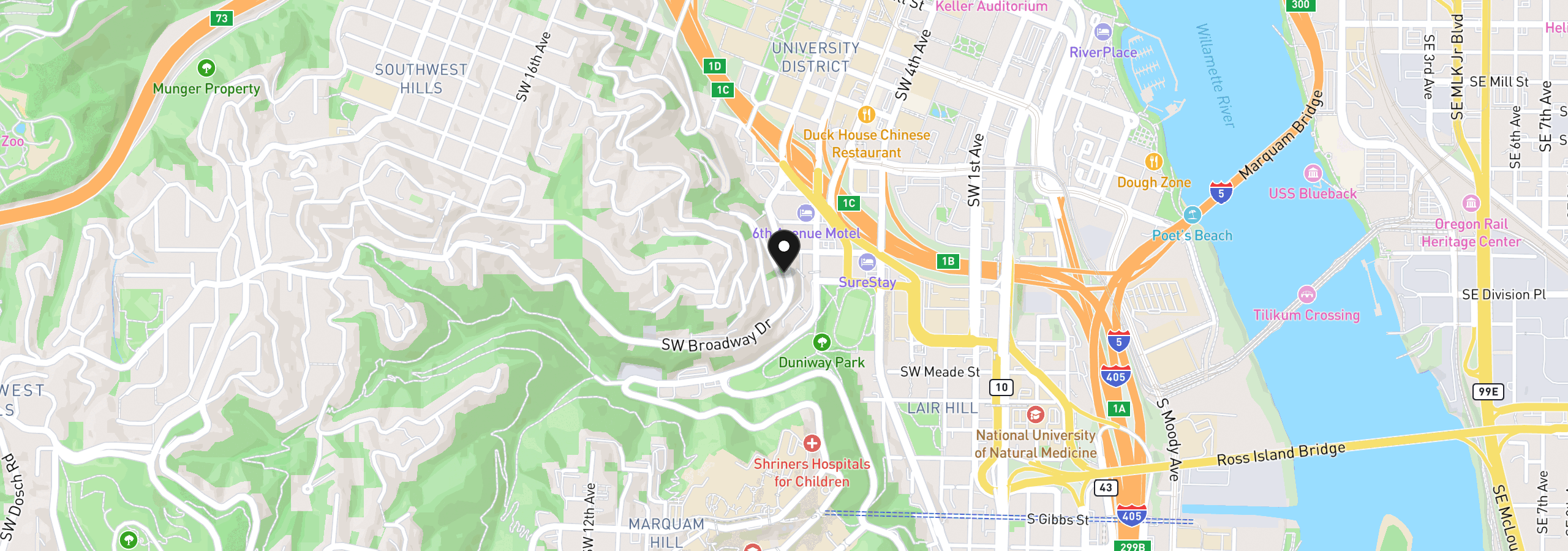 Map showing the location of 2440 SW Hoffman Ave, Portland, OR 97201