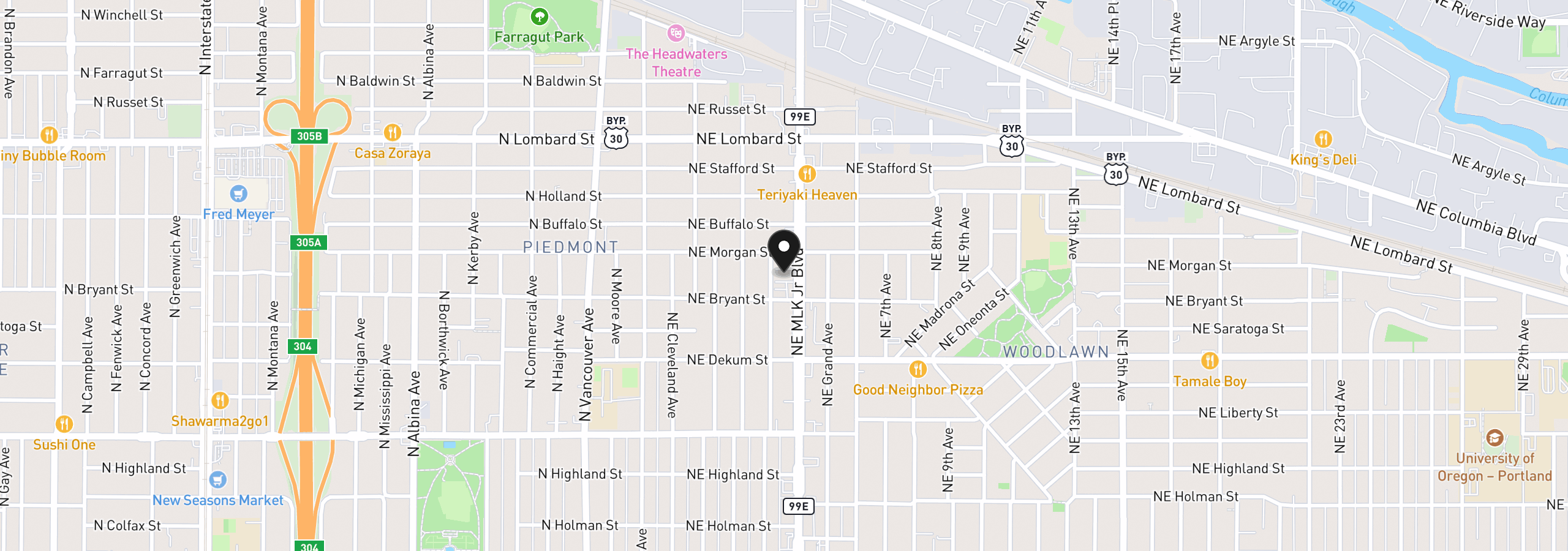 Map showing the location of 326 NE Morgan St 8-3, Portland, OR 97211