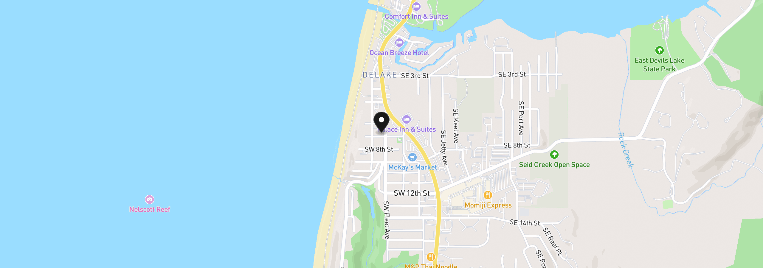 Map showing the location of 935 SW 7th St, Lincoln City, OR 97367