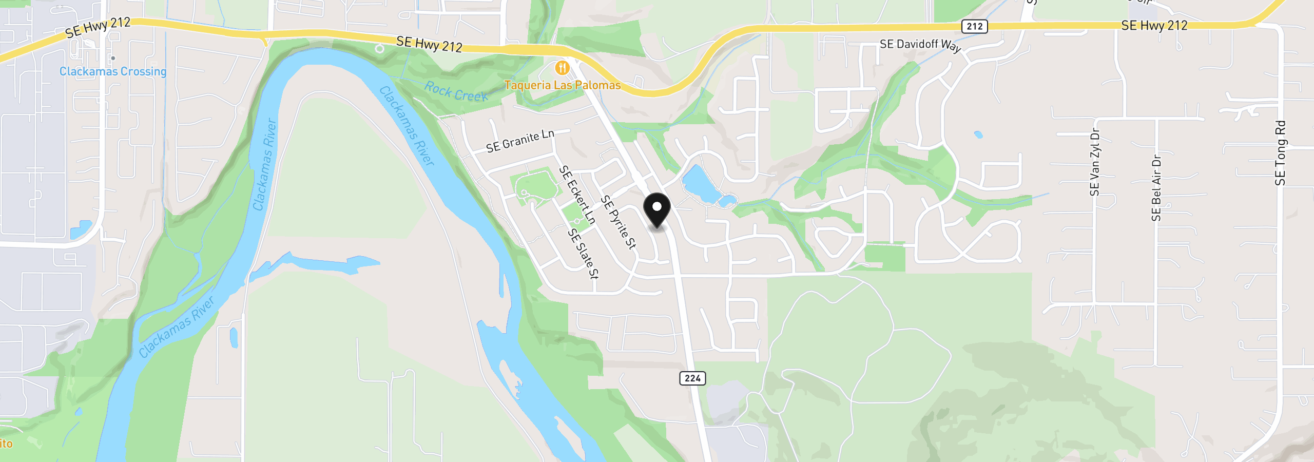 Map showing the location of 16406 SE Scoria Ln, Damascus, OR 97089