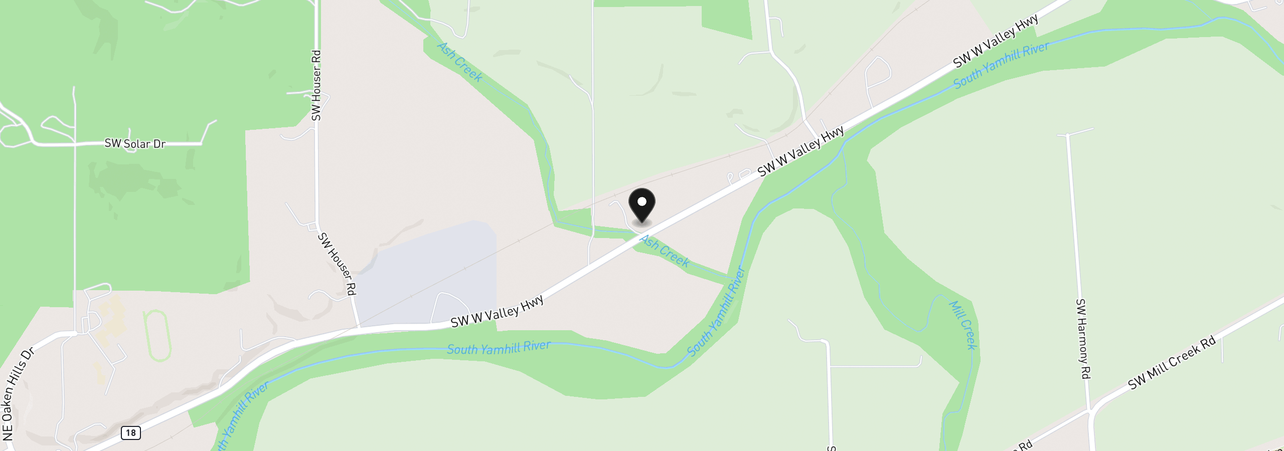 Map showing the location of 33000 W Valley Hwy, Sheridan, OR 97378