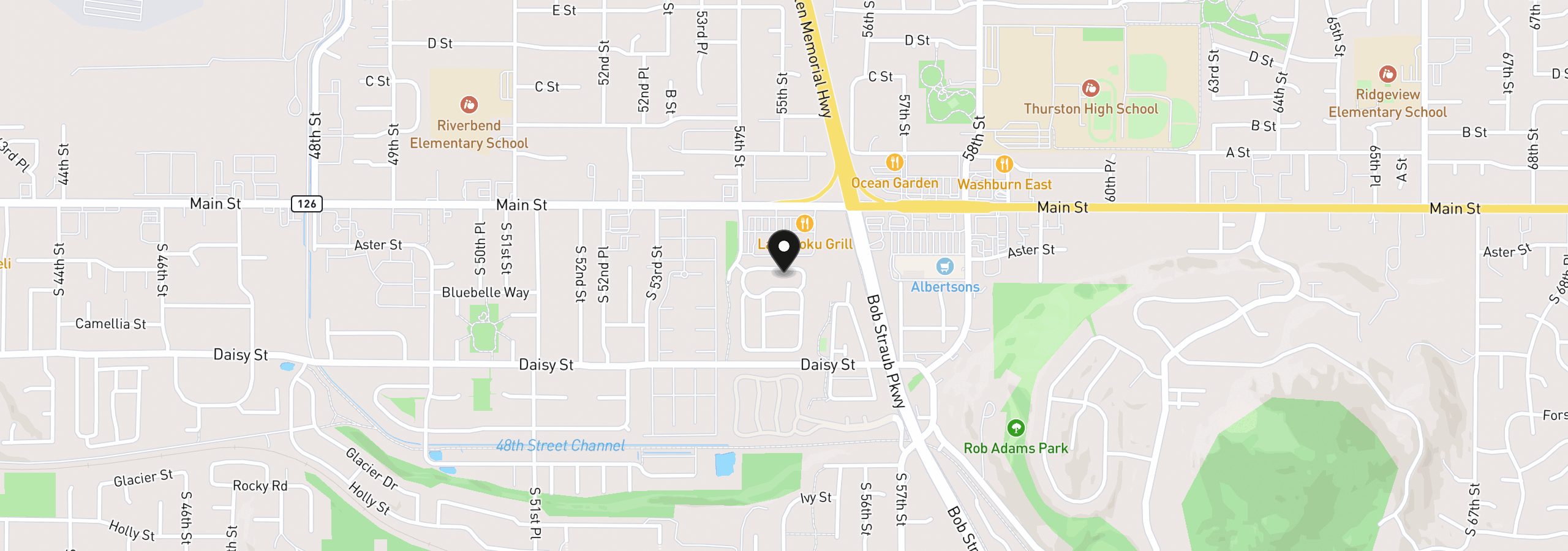 Map showing the location of 205 S 54th St 12, Springfield, OR 97478