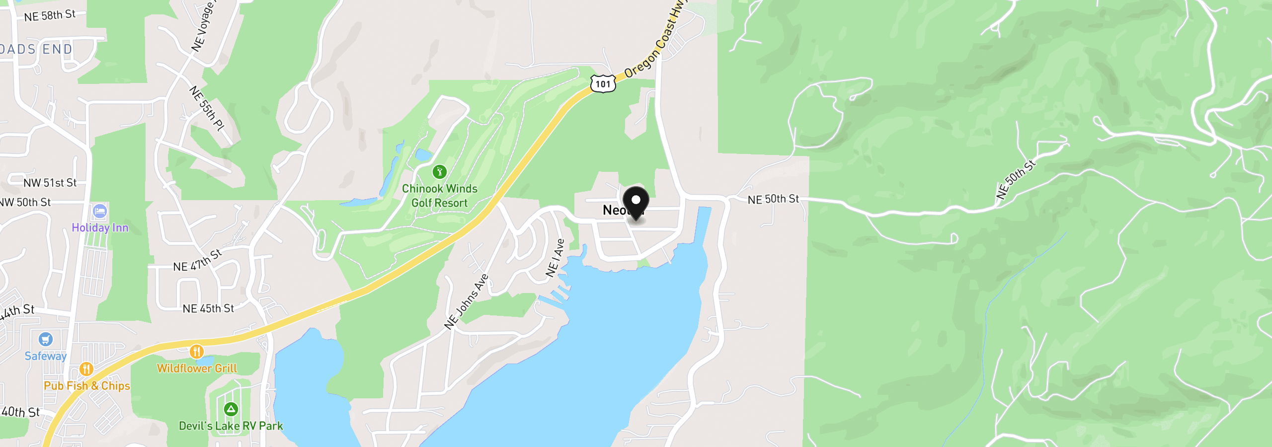 Map showing the location of 5093 NE 49th St, Neotsu, OR 97364