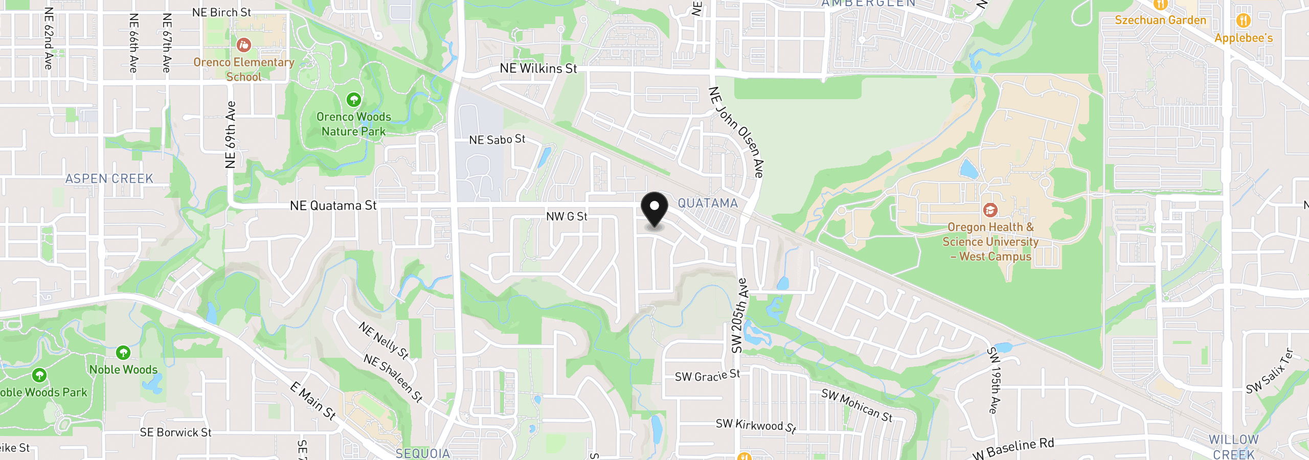 Map showing the location of 20805 NW Longbow Ln, Beaverton, OR 97006