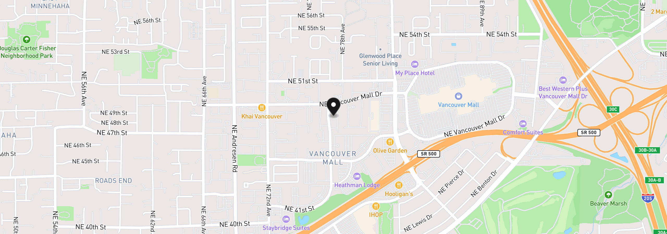 Map showing the location of 4701 NE 77th Ave 10, Vancouver, Wa 98662