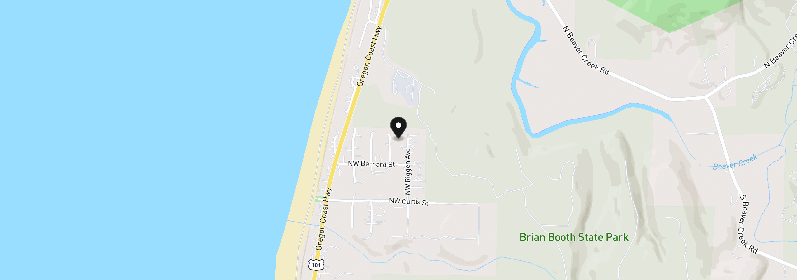 Map showing the location of Riggen, Seal Rock, OR 97376