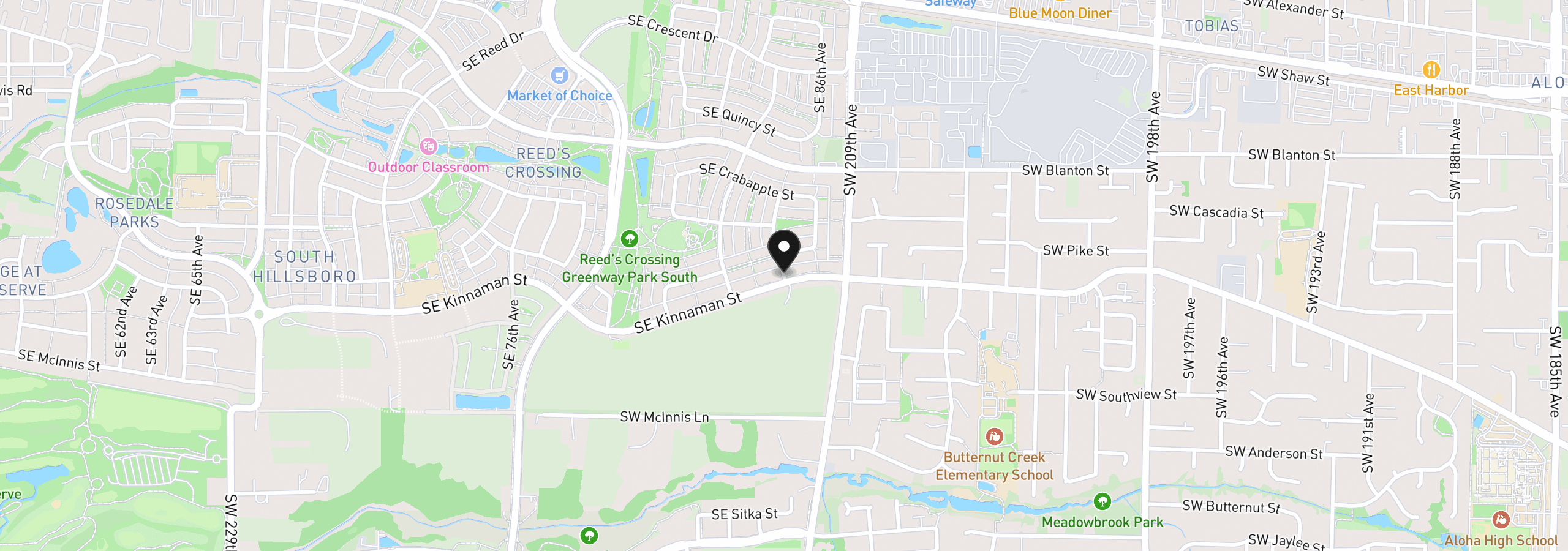 Map showing the location of 8503 SE Kinnaman St, Hillsboro, OR 97129