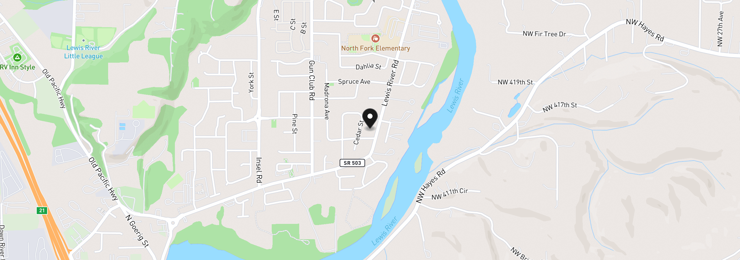 Map showing the location of 2126 Lewis River Rd, Woodland, Wa 98674