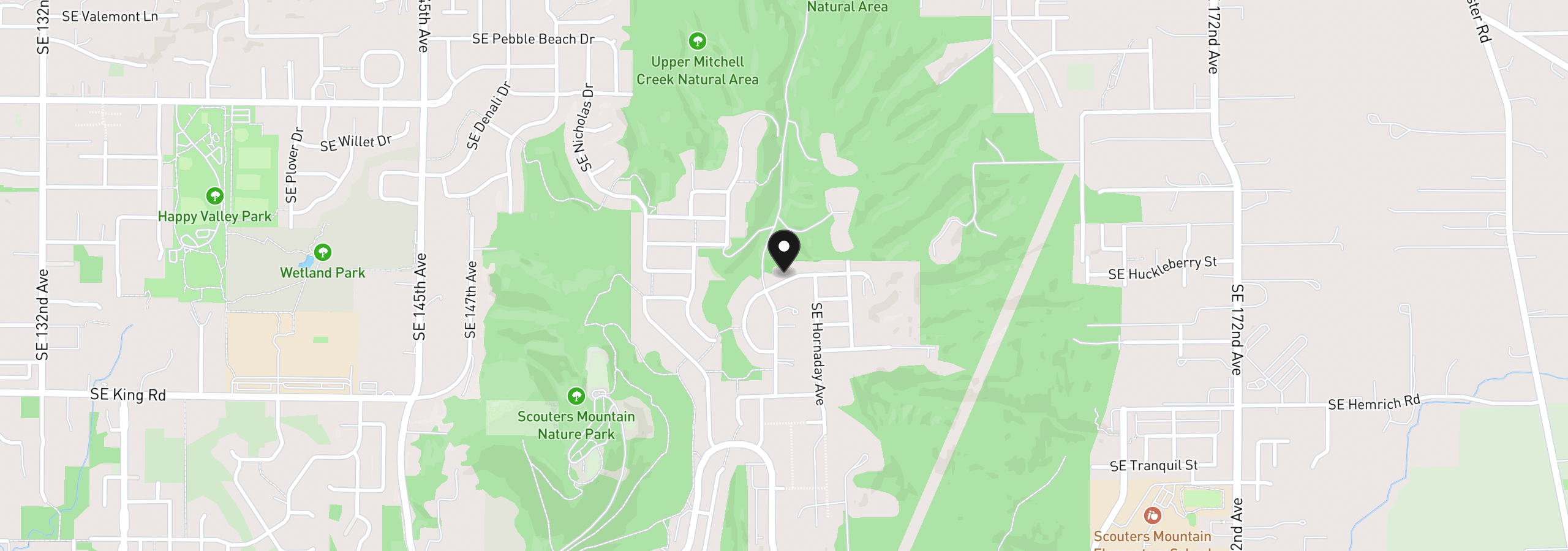 Map showing the location of 10068 SE Vradenburg Rd 399, Happy Valley, OR 97086