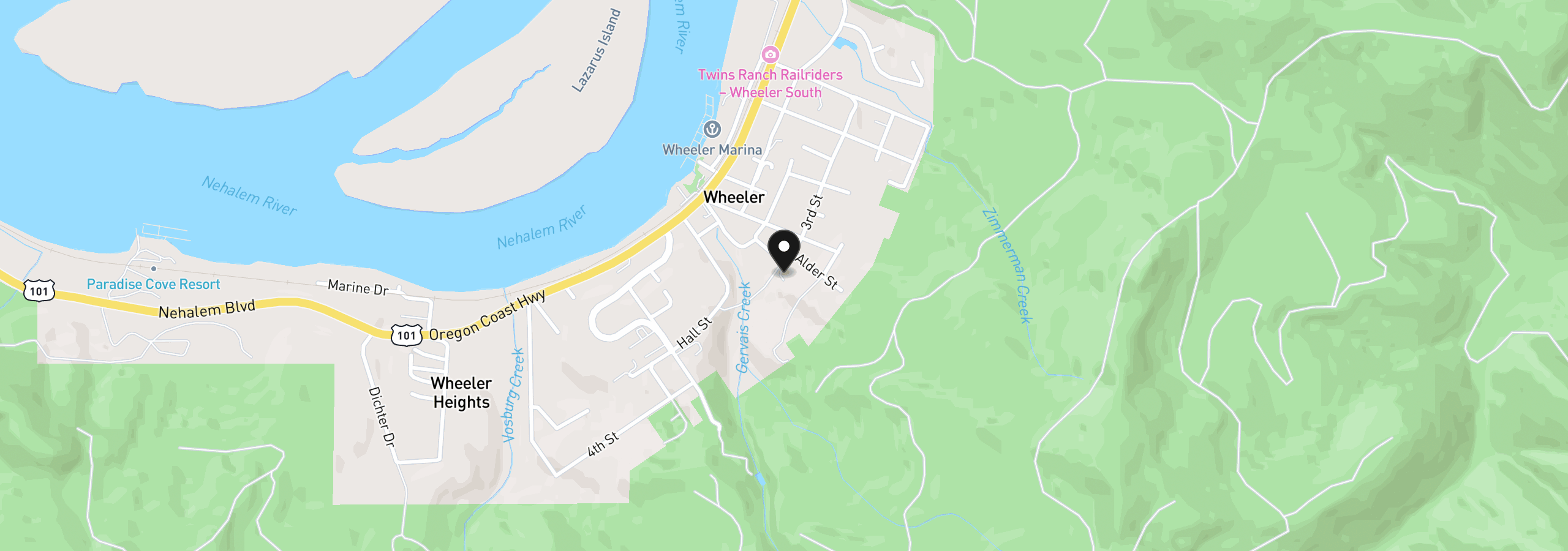 Map showing the location of 567 3rd St, Wheeler, OR 97147
