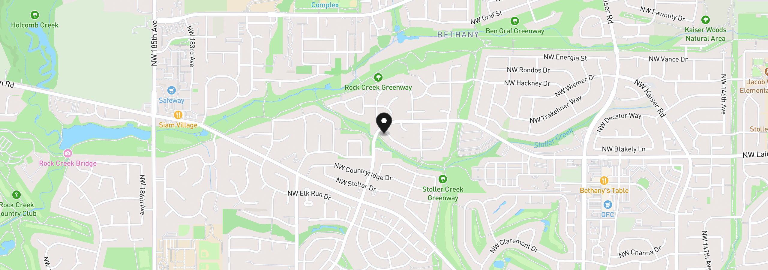 Map showing the location of 16890 NW Argyle Way, Portland, OR 97229