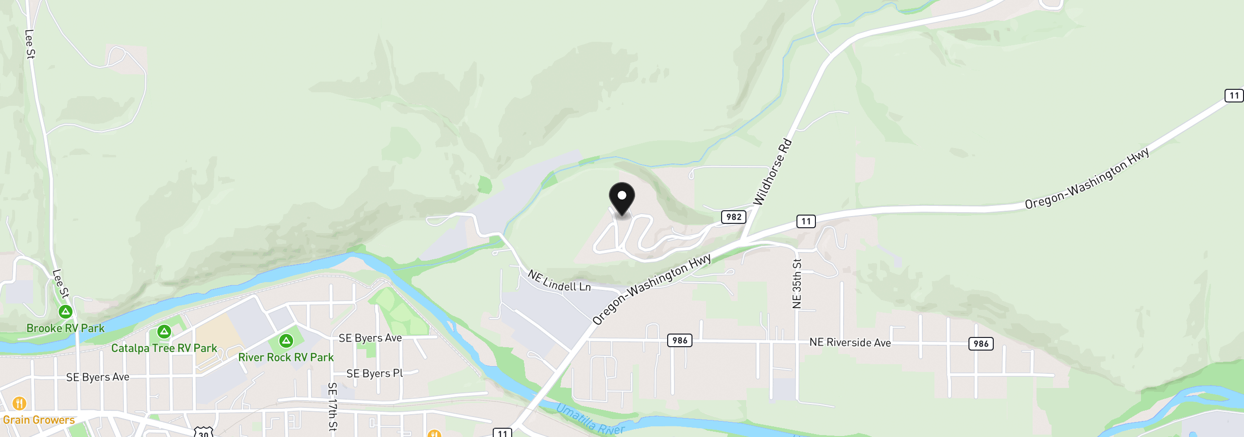 Map showing the location of 26 NE Nelson Dr, Pendleton, OR 97801
