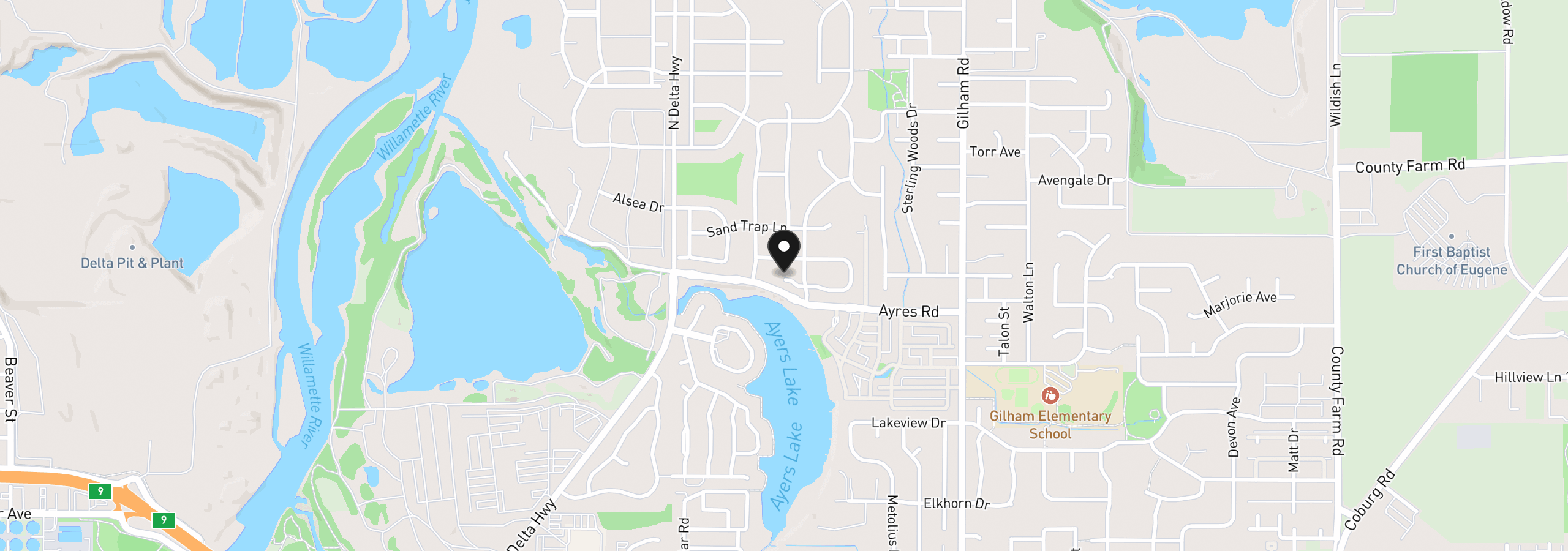 Map showing the location of 3428 River Pointe Dr, Eugene, OR 97408