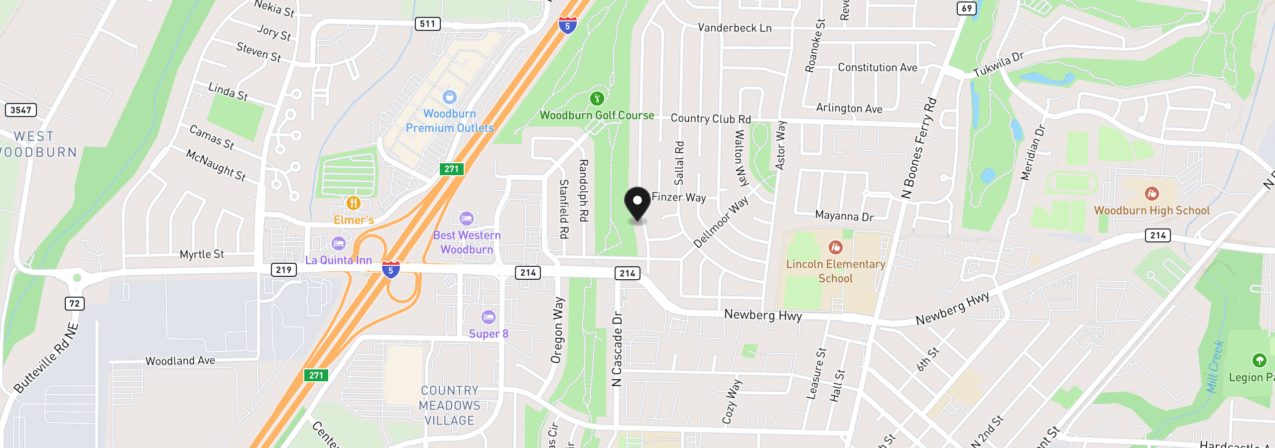 Map showing the location of 1131 Princeton Rd, Woodburn, OR 97071