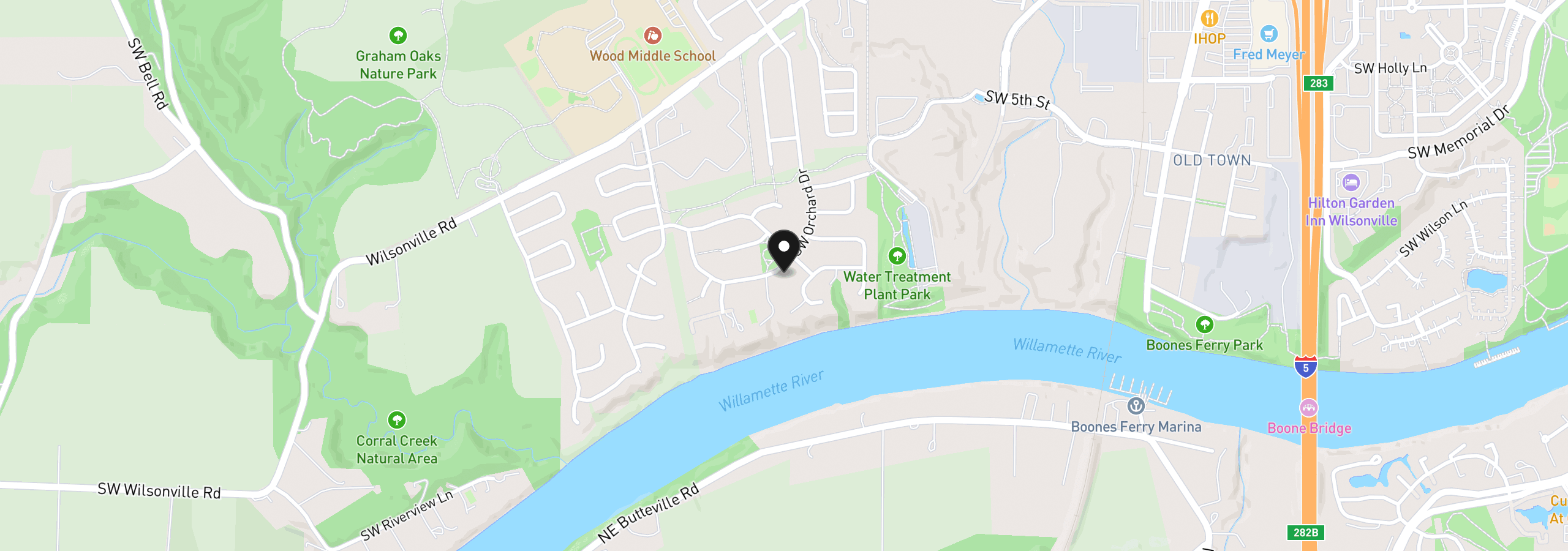 Map showing the location of 31464 SW Orchard Dr, Wilsonville, OR 97070