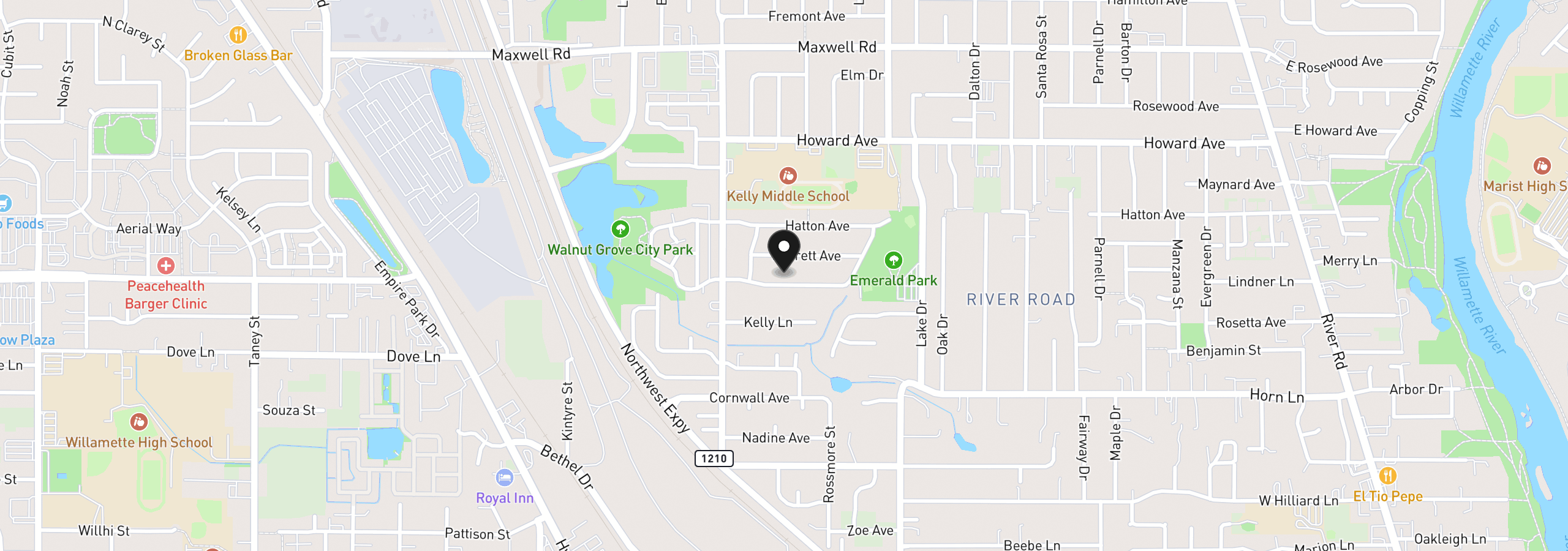 Map showing the location of 827 Nantucket Ave, Eugene, OR 97404