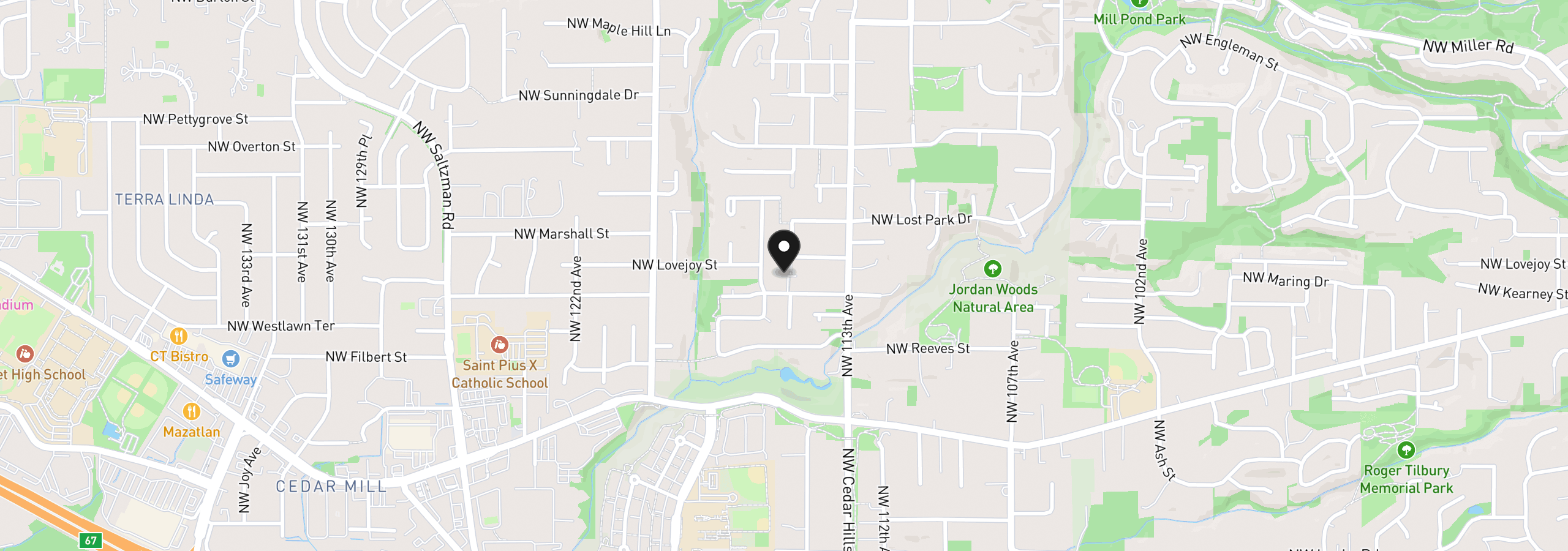 Map showing the location of 1411 NW Josephine Ter, Portland, OR 97229