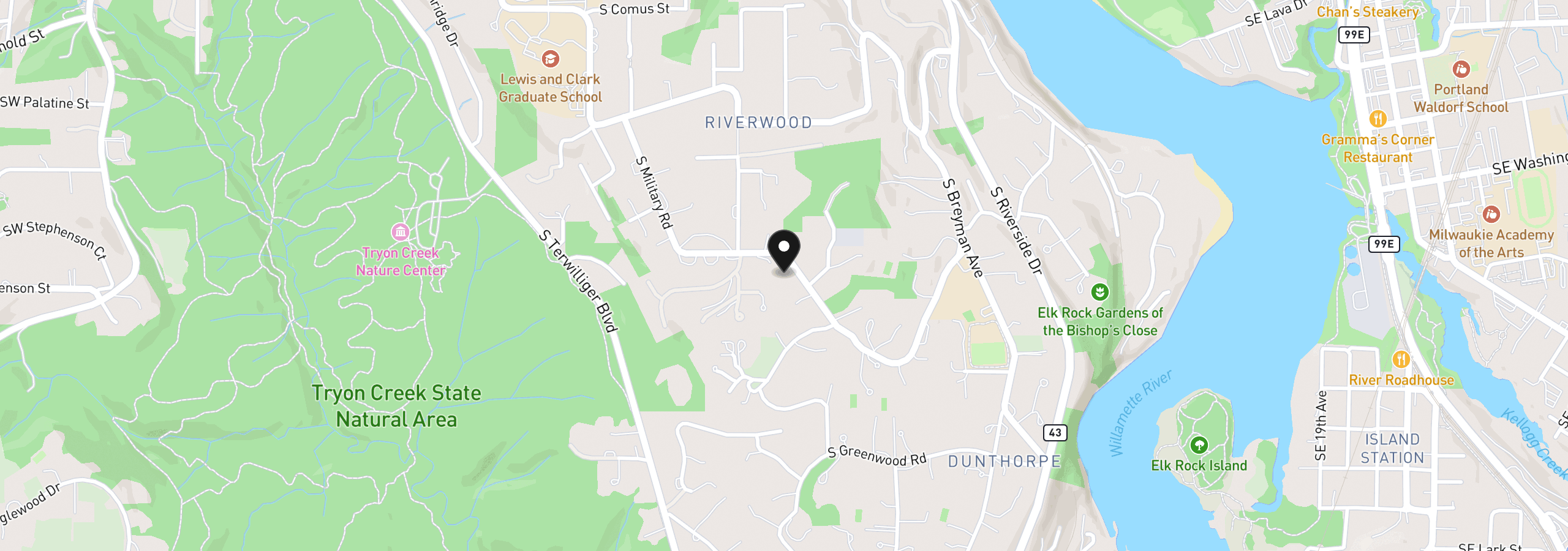Map showing the location of 1546 S Military Rd, Portland, OR 97219