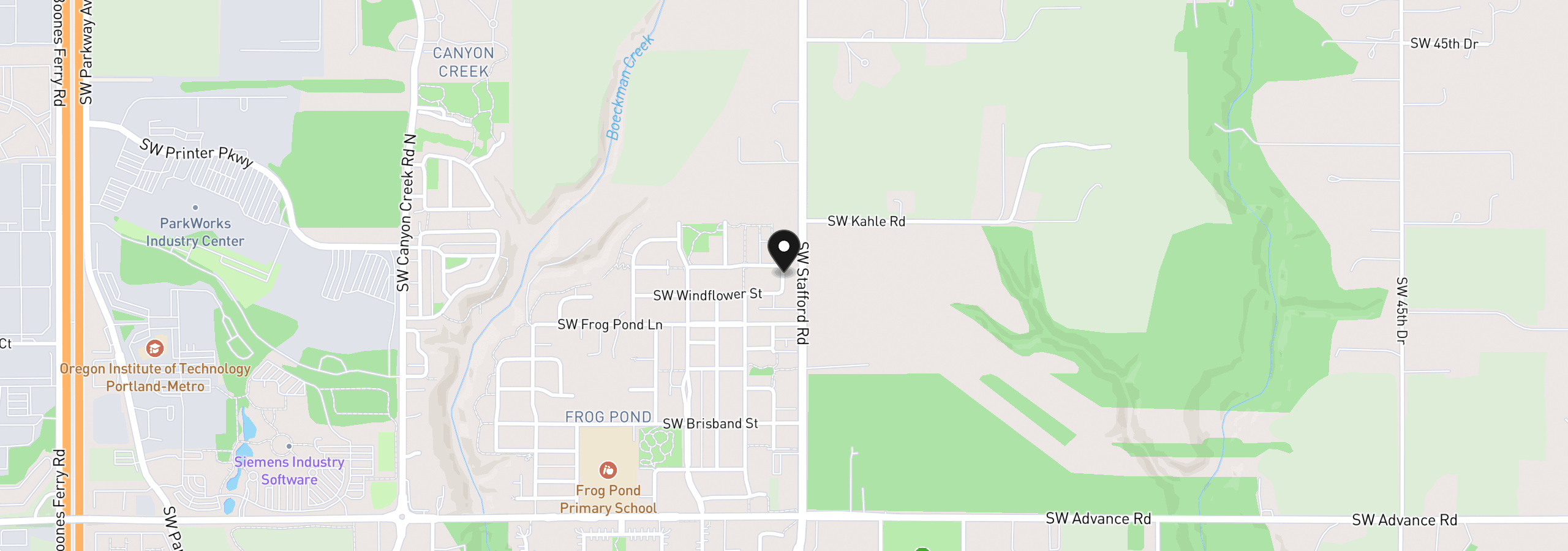 Map showing the location of 27214 SW Yarrow Ln, Wilsonville, OR 97070