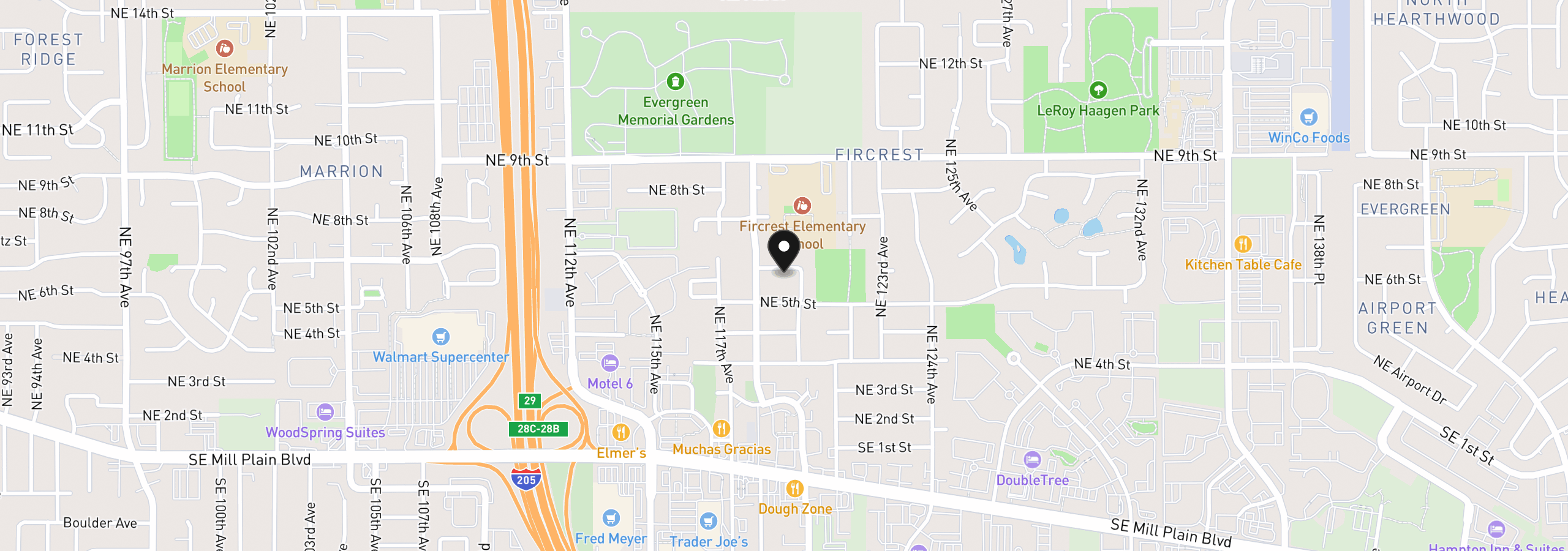 Map showing the location of 11903 NE 6th St, Vancouver, Wa 98684