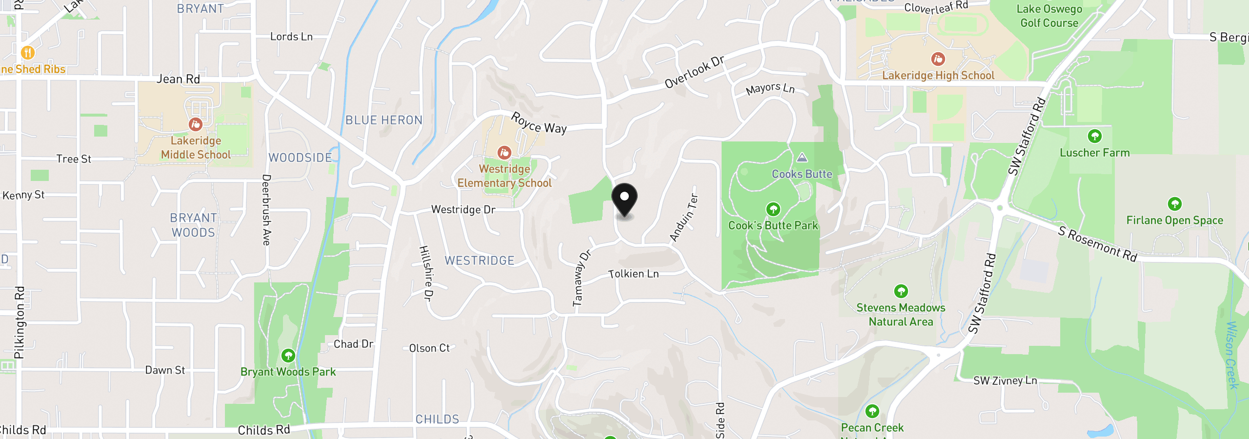 Map showing the location of 18132 Westview Dr, Lake Oswego, OR 97034