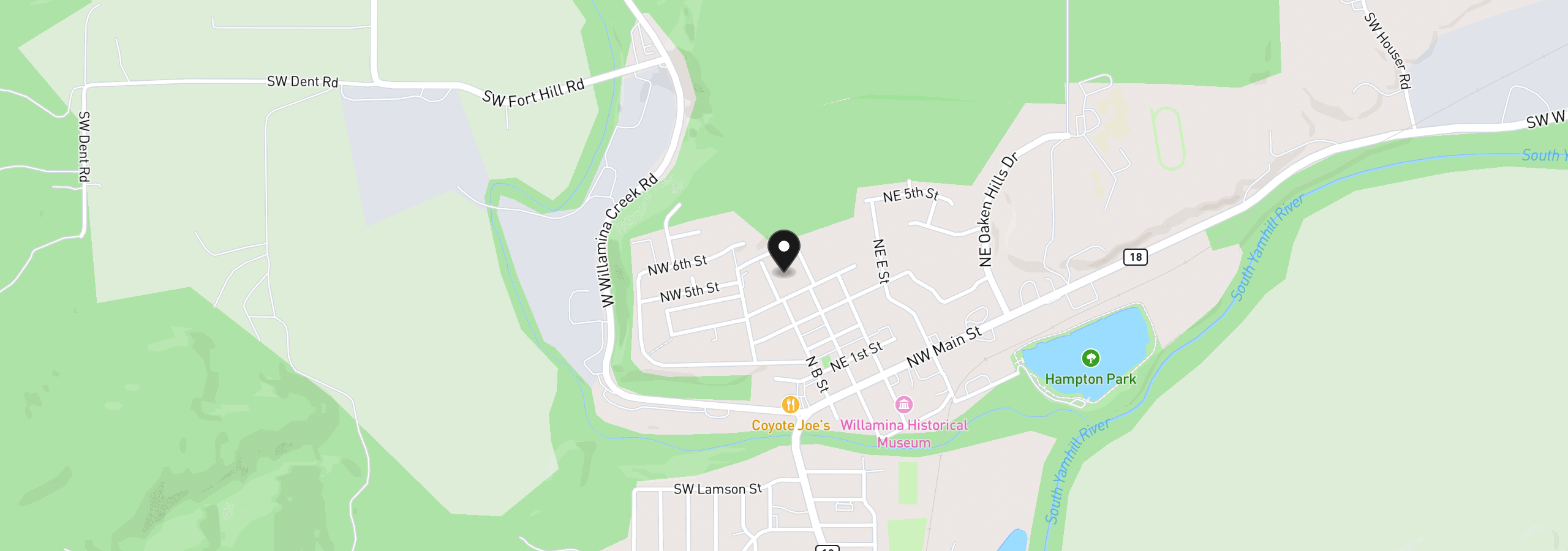 Map showing the location of 122 NE 4th St, Willamina, OR 97396