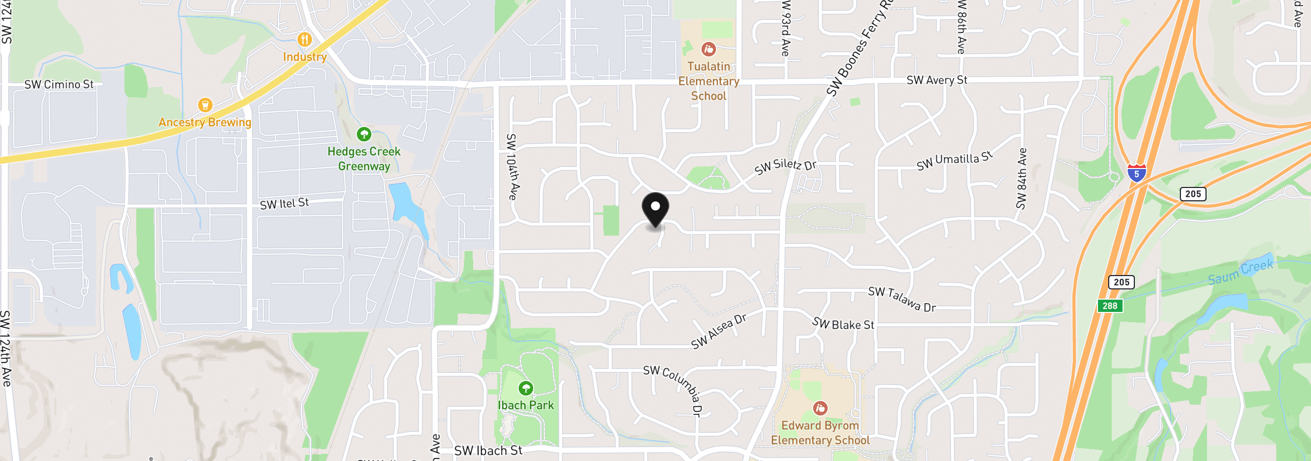 Map showing the location of 21105 SW Killarney Ct, Tualatin, OR 97062