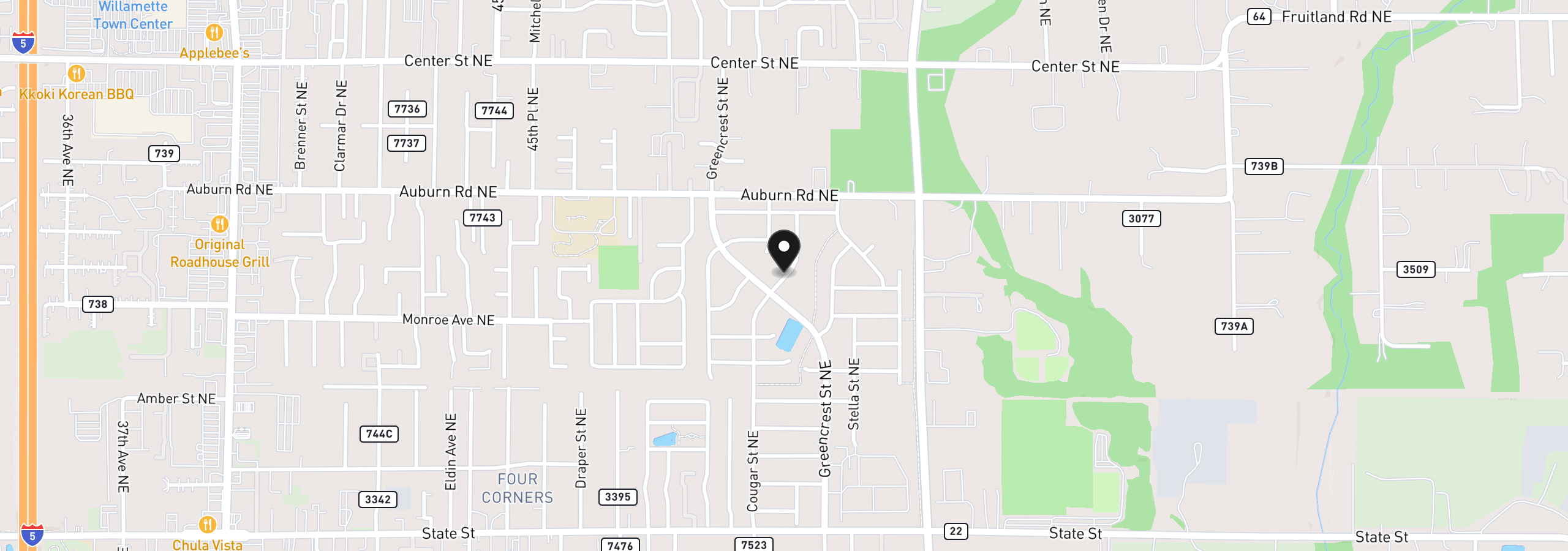 Map showing the location of 2293 S Veneta Ave, Salem, OR 97306