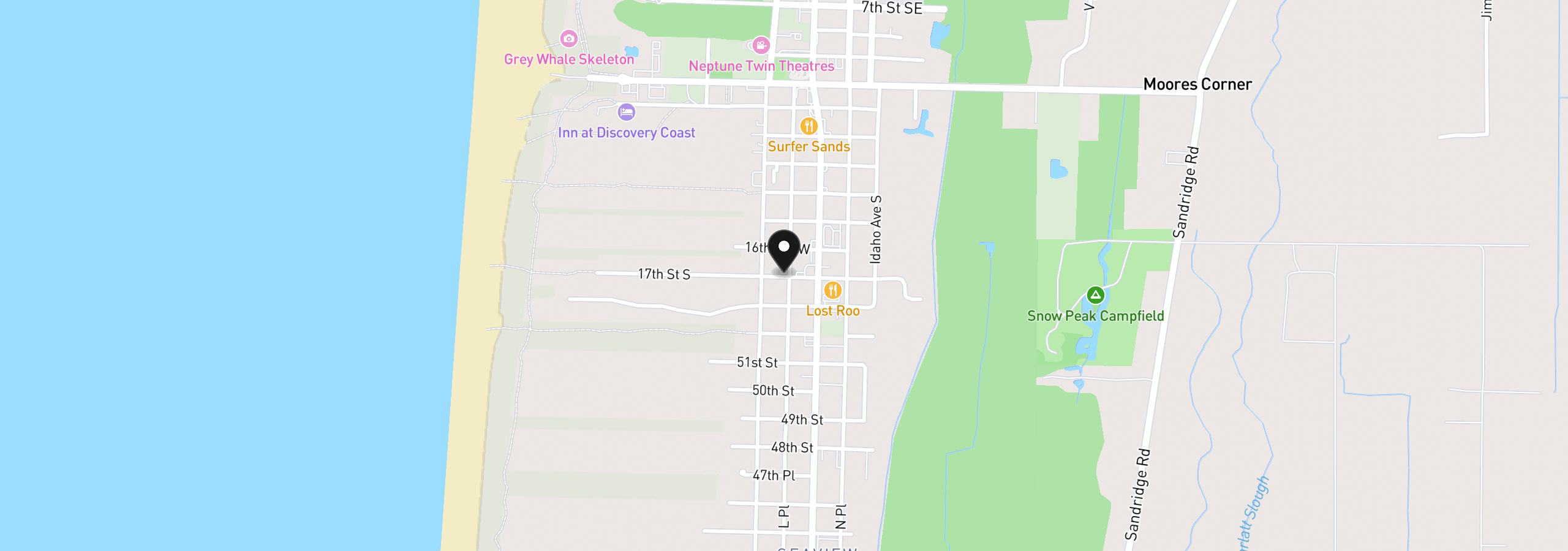 Map showing the location of 200 17th St, Long Beach, Wa 98631