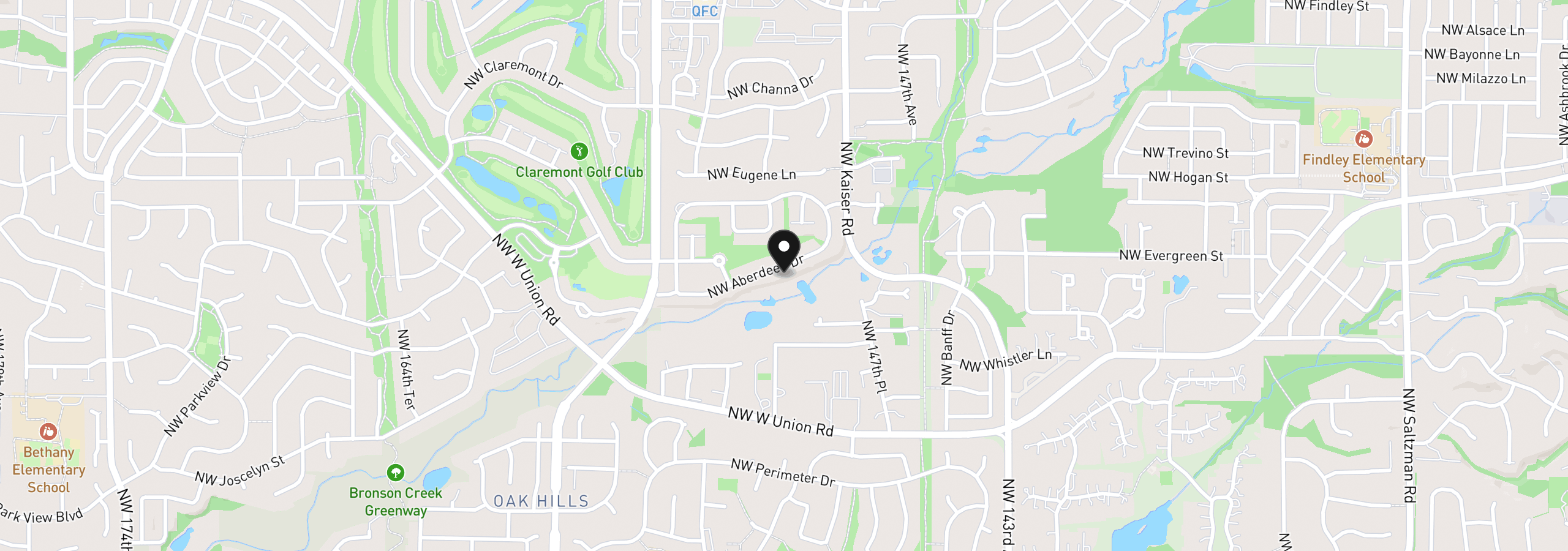 Map showing the location of 15200 NW Aberdeen Dr, Portland, OR 97229