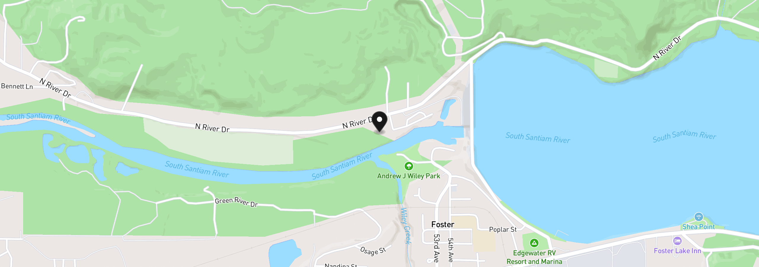 Map showing the location of 43156 N River Dr, Sweet Home, OR 97386