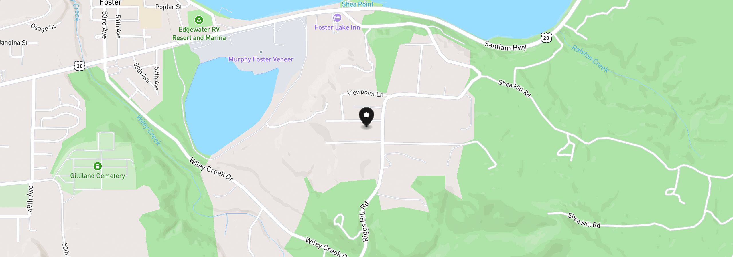 Map showing the location of 27630 Riggs Hill Rd, Foster, OR 97345