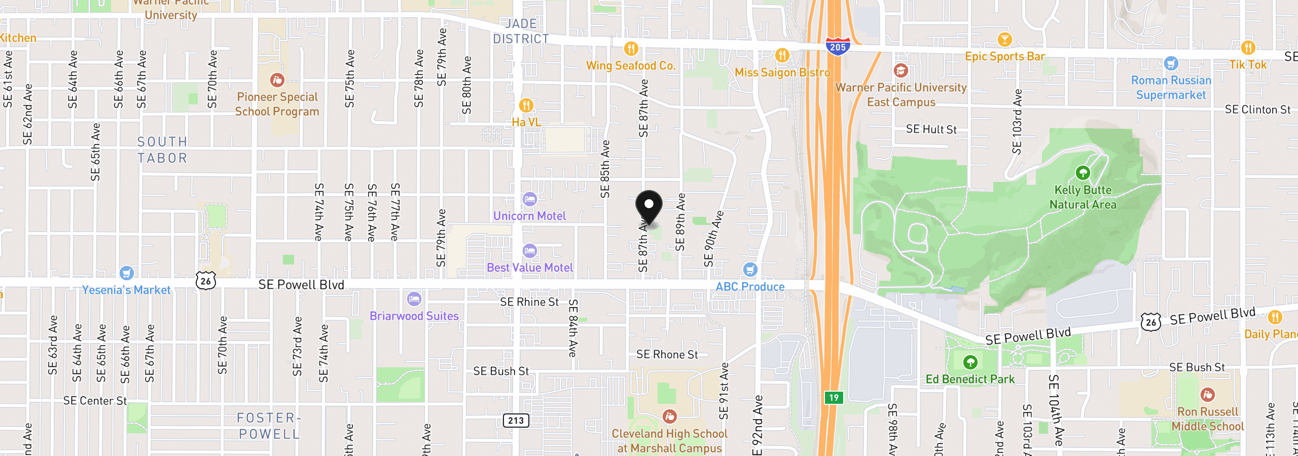 Map showing the location of 3206 SE 87th Ave, Portland, OR 97266