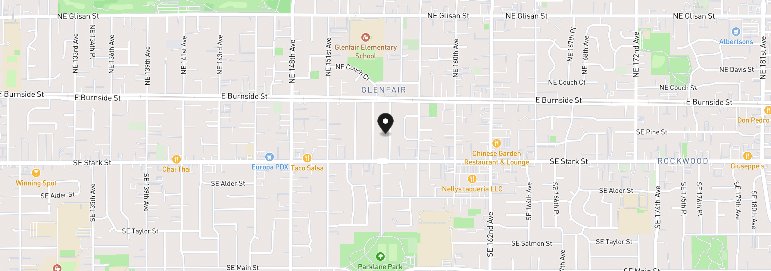 Map showing the location of 311 SE 155th Pl, Portland, OR 97233