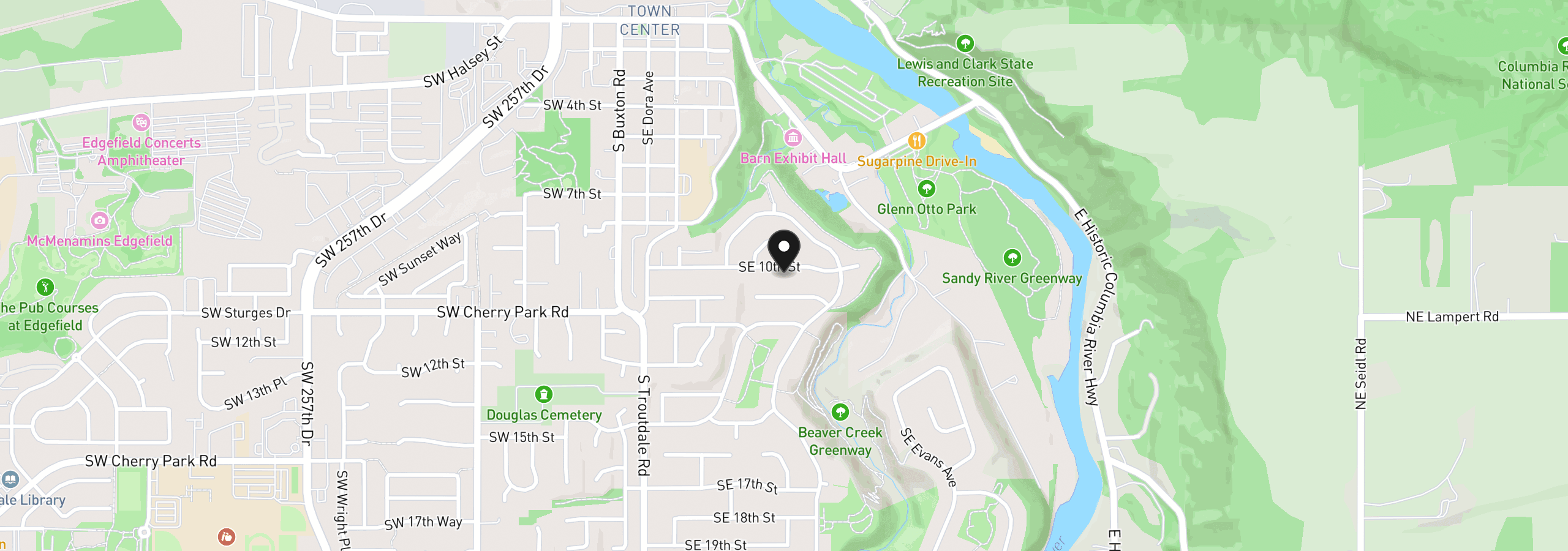 Map showing the location of 664 SE 10th St, Troutdale, OR 97060