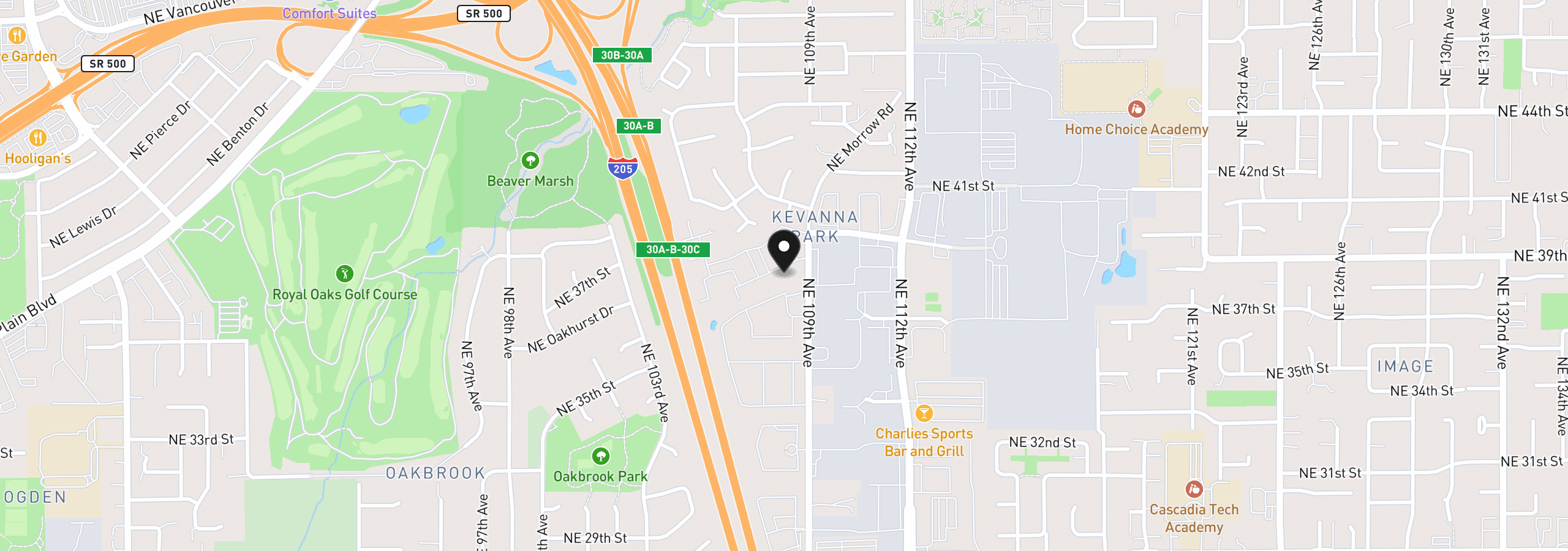 Map showing the location of 4000 NE 109th Ave Hh 170, Vancouver, Wa 98682