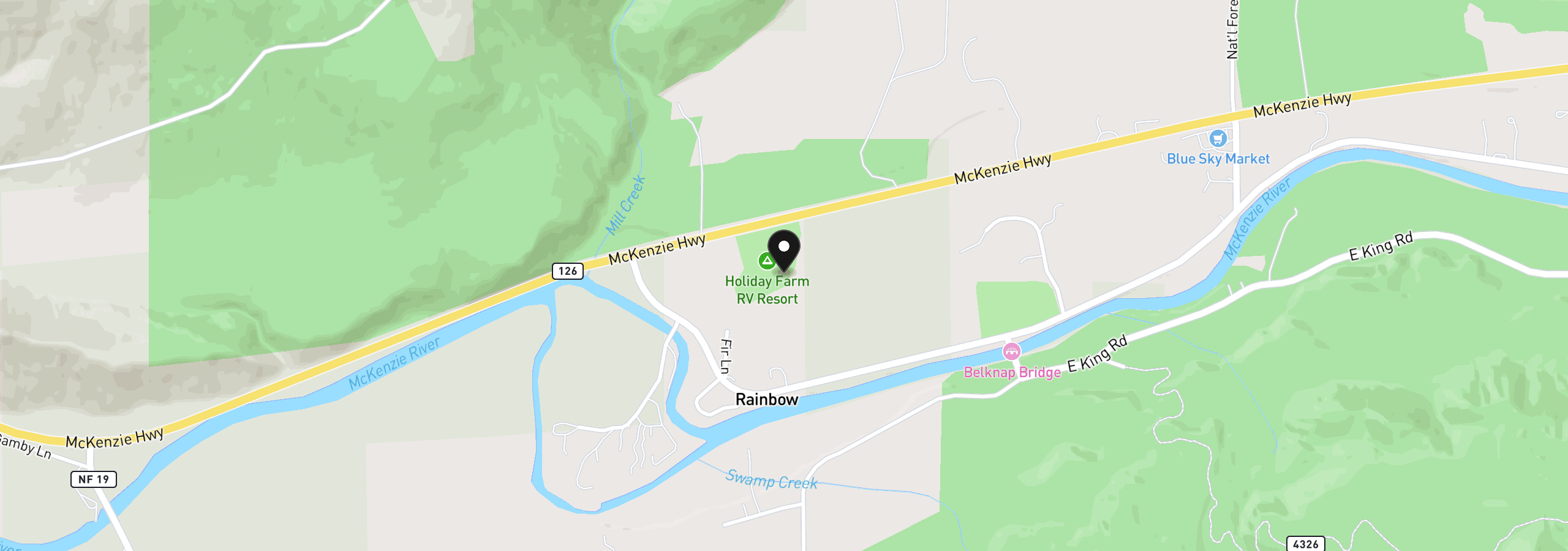 Map showing the location of 54432 McKenzie Hwy 23, Blue River, OR 97413