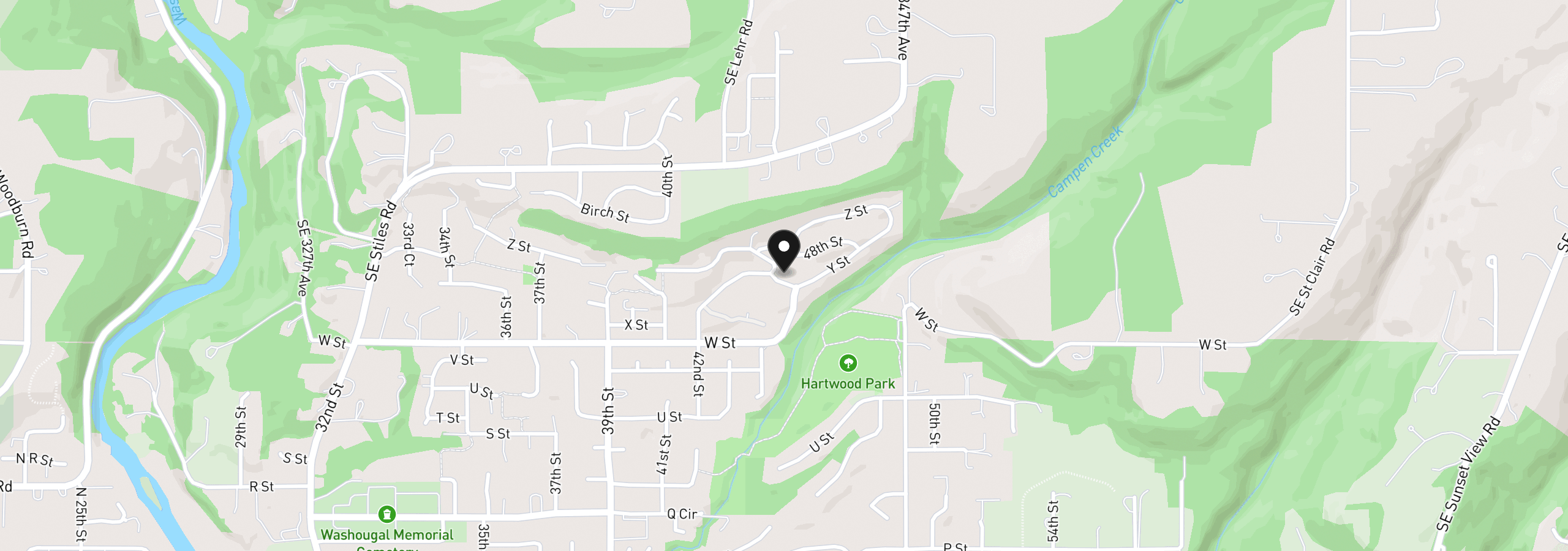 Map showing the location of 4425 Y St, Washougal, Wa 98671