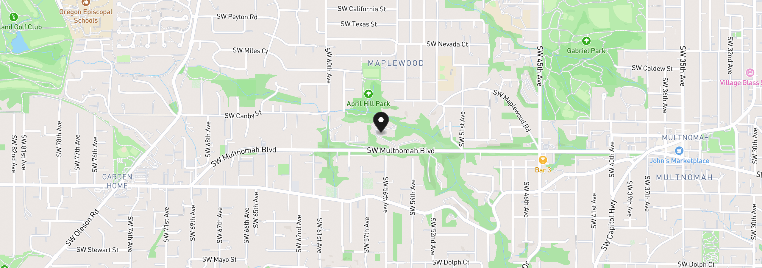 Map showing the location of 5503 SW Multnomah Blvd, Portland, OR 97219