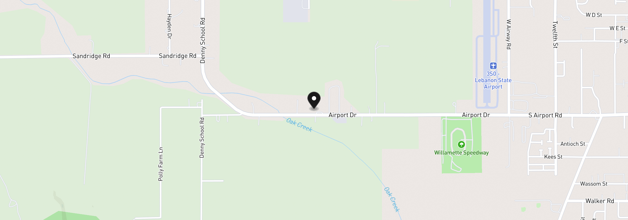 Map showing the location of 36263 Airport Dr, Lebanon, OR 97355