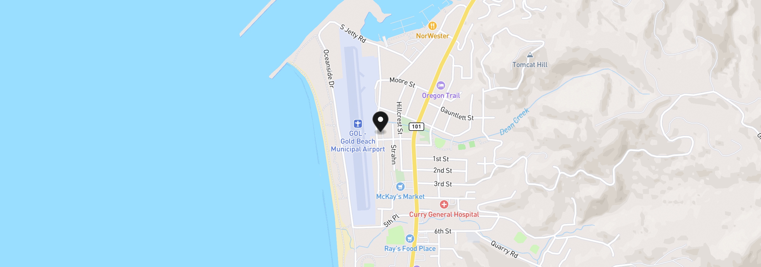 Map showing the location of 94120 Strahan St 3, Gold Beach, OR 97444