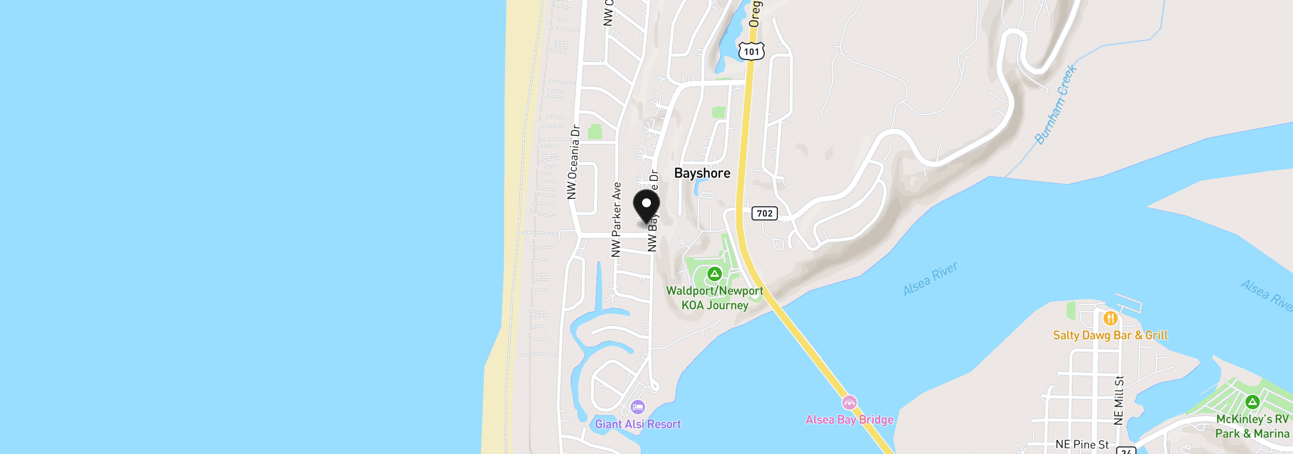 Map showing the location of 1700 NW Westward Ho St, Waldport, OR 97394