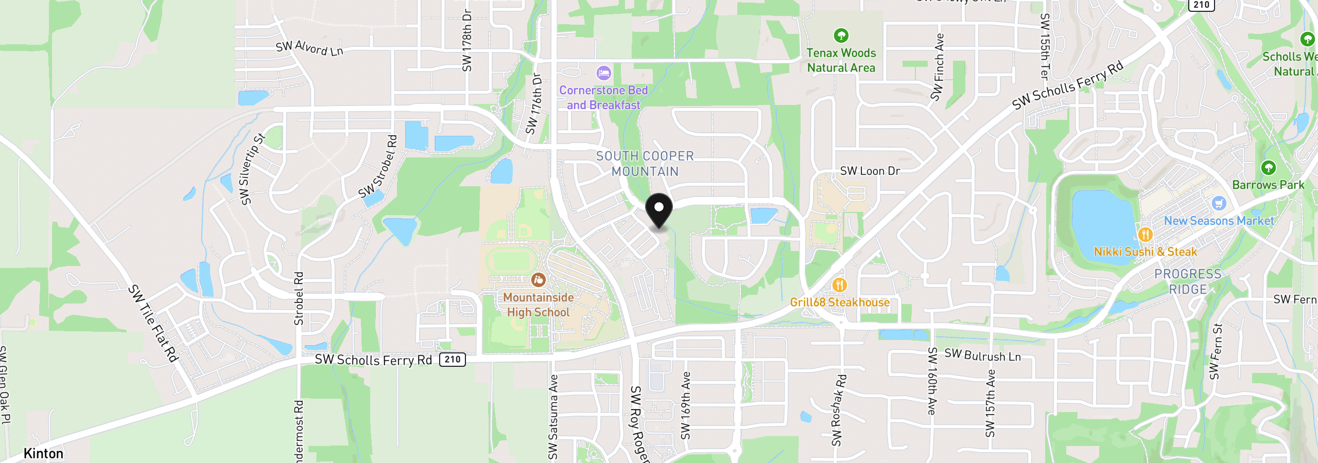 Map showing the location of 12508 SW 171st Ter, Beaverton, OR 97007