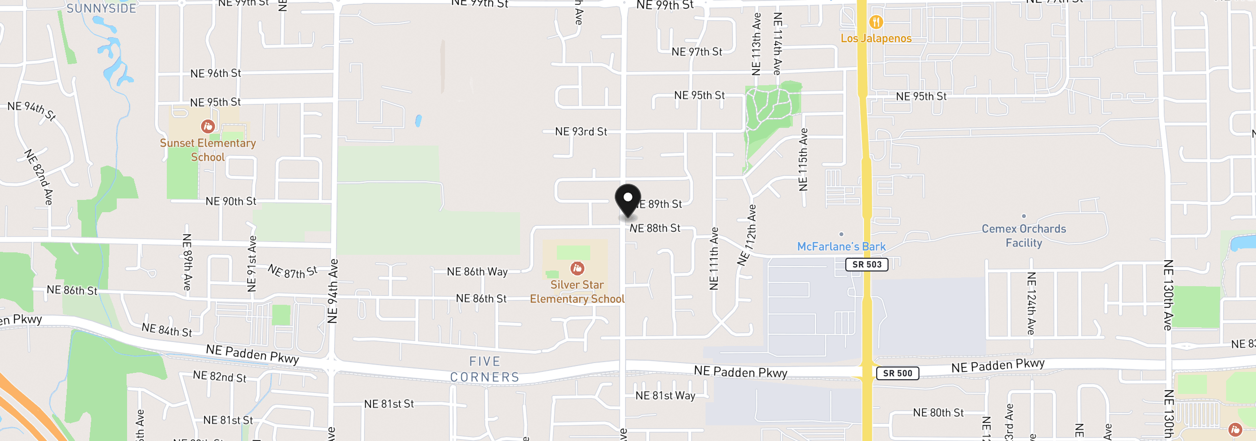 Map showing the location of 10700 NE 88th St, Vancouver, Wa 98662