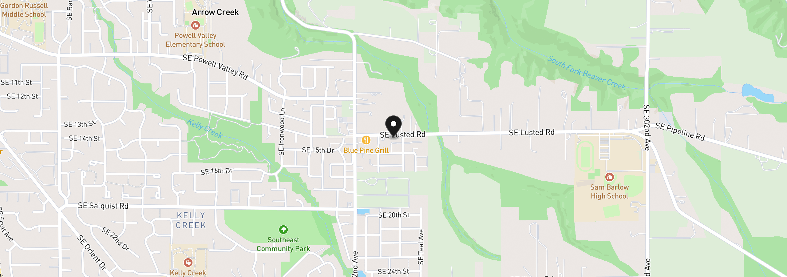 Map showing the location of 6224 SE Lusted Rd, Gresham, OR 97080
